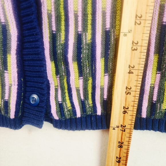 Vans Women's Alta Chunky Knit Cardigan Vertical Stripe Blue Green Pink M/L EUC - Picture 13 of 16